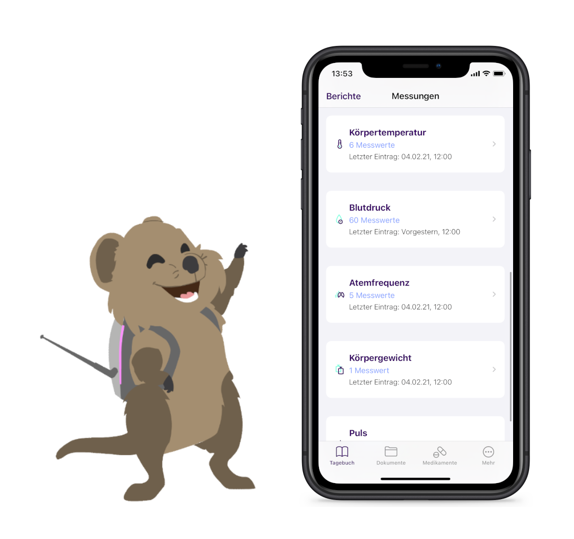 Mock-Up Übersicht Messungen mit Kiu Redesign